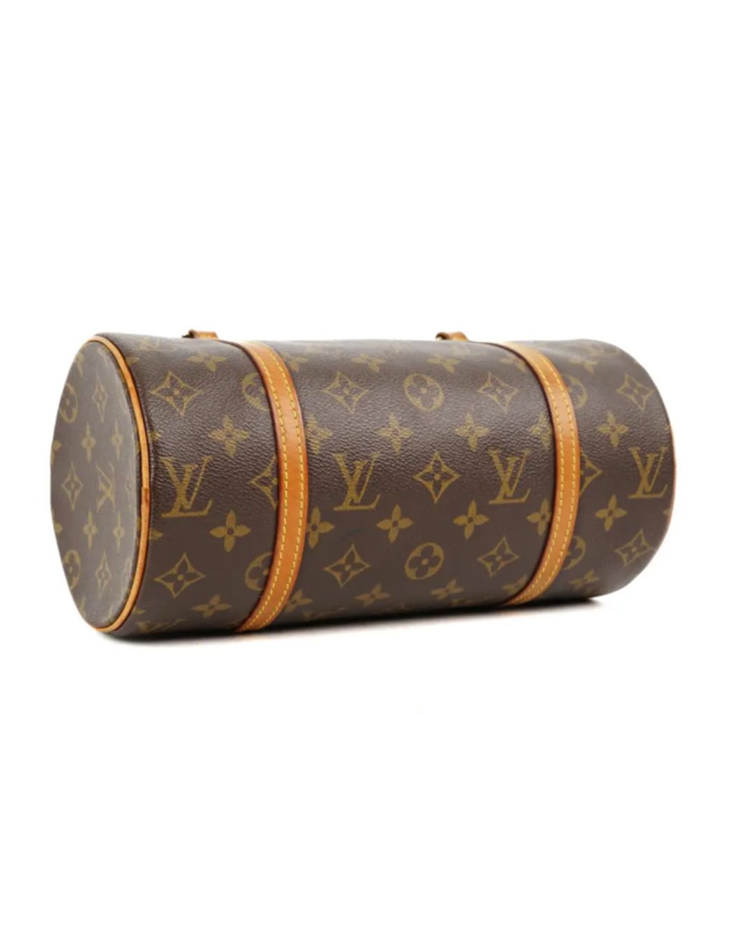 Louis Vuitton monogram cylindrical bag on a white background